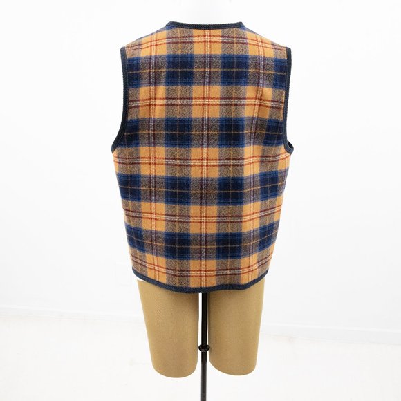 Pendleton Vintage Vest XL Reversible Plaid Wool Tan - Picture 7 of 12